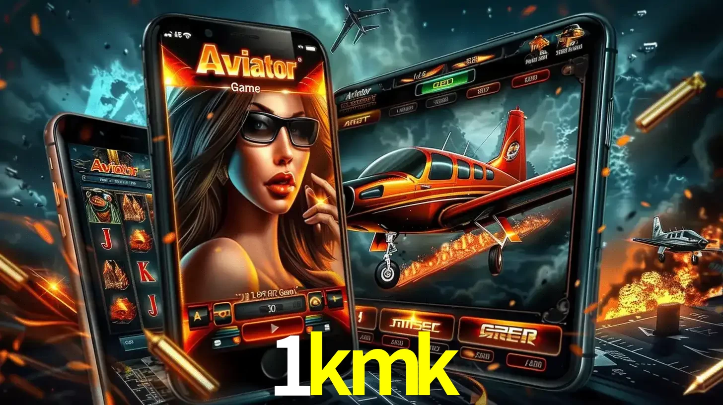 O popular jogo de apostas Aviator exibido em vários celulares e tablets, mostrando a interface emocionante e a ação de voo disponíveis para jogar agora no 1kmk.