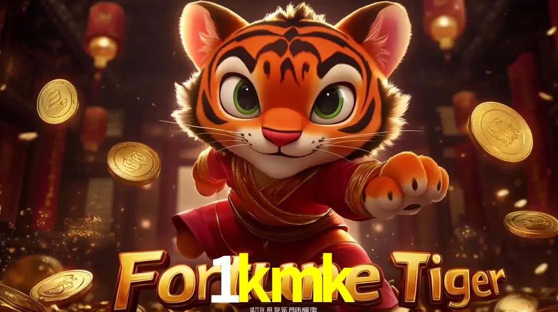 O carismático mascote do jogo de slot Fortune Tiger, um tigre fofo em pose de artes marciais, pronto para trazer sorte e multiplicadores de ganhos no cassino online 1kmk.