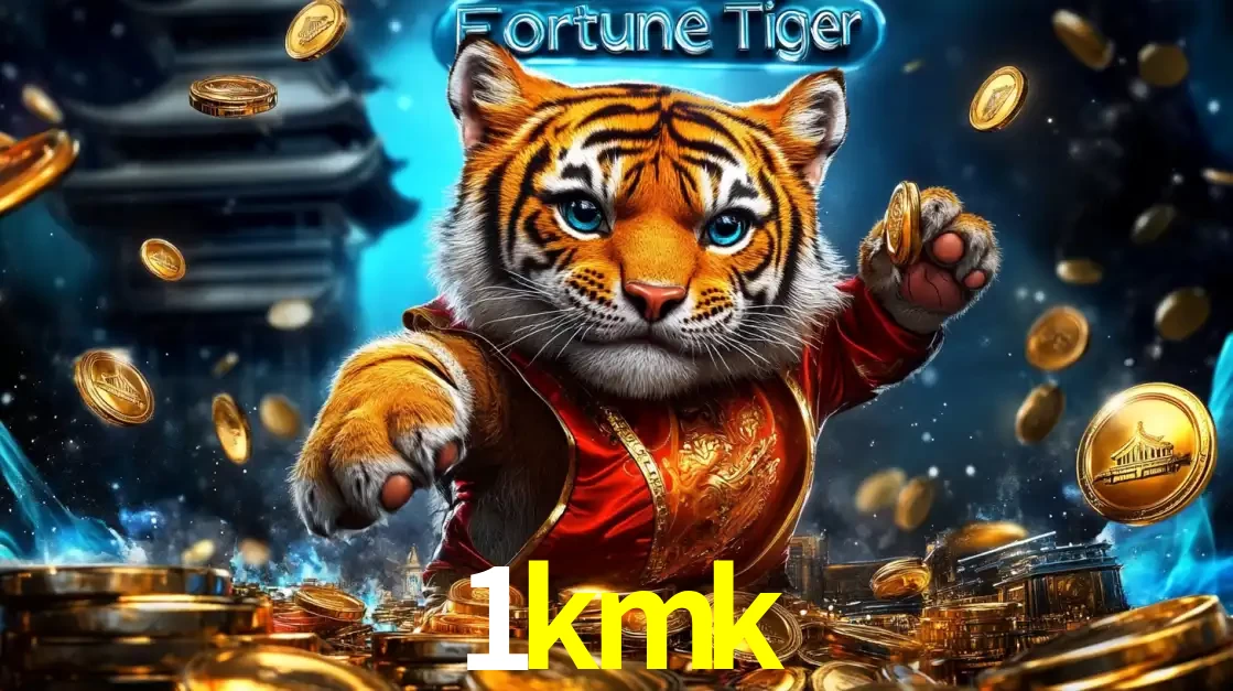 Imagem promocional do jogo de slot Fortune Tiger, com um tigre majestoso em traje tradicional cercado por uma fortuna em moedas de ouro, disponível agora no cassino 1kmk.